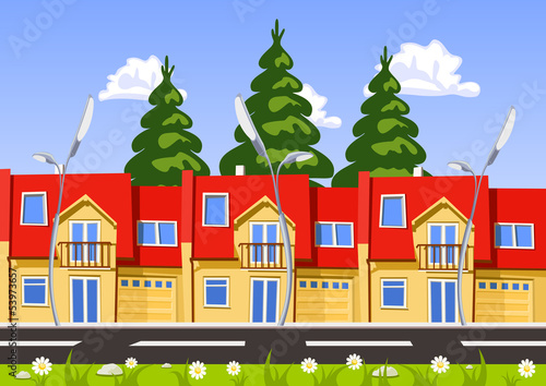Vector: Vector city, row building. Illustration Vector city, row building. Illustration