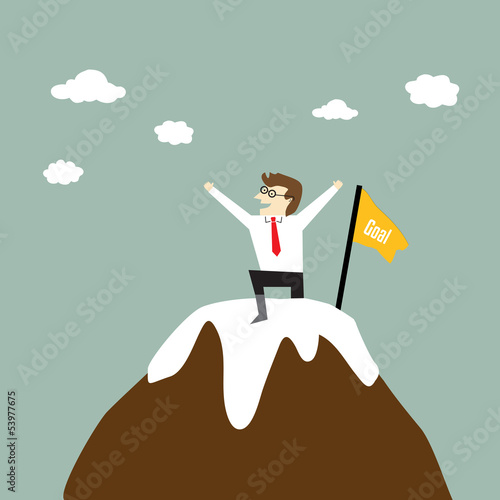 Vector: Businessman standing on a peak Businessman standing on a peak