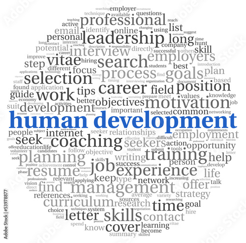 Illustration: Human development concept in tag cloud Human development concept in tag cloud