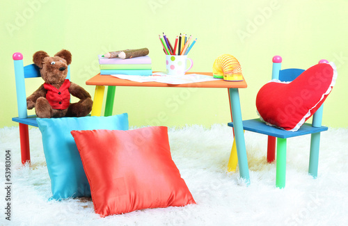 Photo: Modern child's room with equipment and toys Modern child's room with equipment and toys