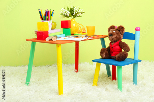 Photo: Modern child's room with equipment and toys Modern child's room with equipment and toys