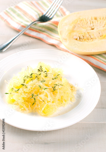 Photo: Yellow spaghetti squash prepared Yellow spaghetti squash prepared