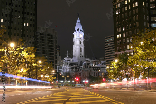 Photo: The Philadelphia City Hall building at night The Philadelphia City Hall building at night