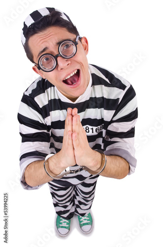 Photo: Funny convict isolated on the white Funny convict isolated on the white