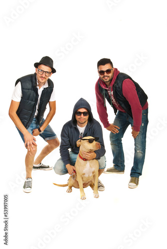 Photo: Rappers band with pitbull dog Rappers band with pitbull dog