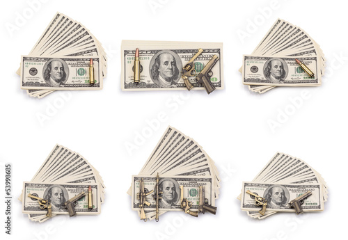 Photo: pack of dollars and weapon pack of dollars and weapon