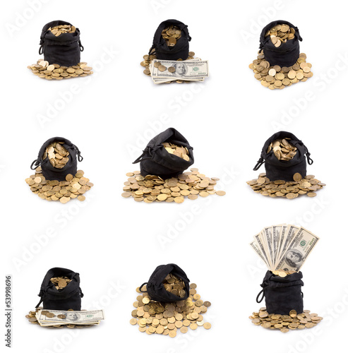 Photo: bag of gold coins bag of gold coins