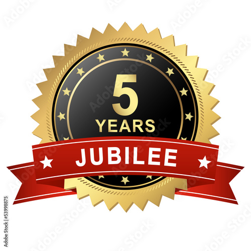 Vector: Jubilee Button with Banner - 5 YEARS Jubilee Button with Banner - 5 YEARS