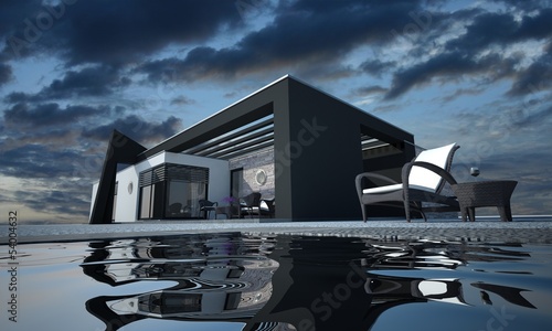 Illustration: Bungalow mit Pool Bungalow mit Pool