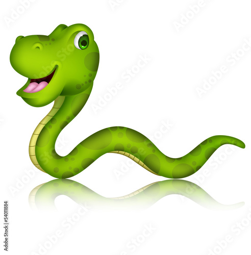 Vector: cute green snake cartoon on white background cute green snake cartoon on white background