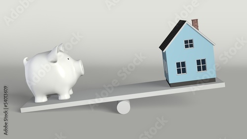 Illustration: Piggy bank - on a rocker with house Piggy bank - on a rocker with house