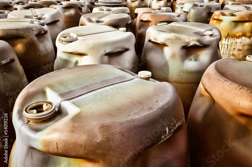 Photo: plastic barrels of toxic waste at the dump plastic barrels of toxic waste at the dump