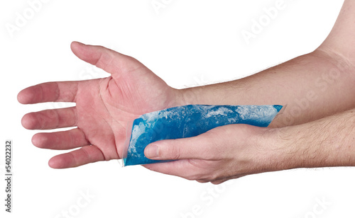 Photo: Cool gel pack on a swollen hurting arm Cool gel pack on a swollen hurting arm