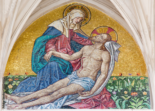 Photo: Vienna - Mosaic of pieta - church Maria am Gestad Vienna - Mosaic of pieta - church Maria am Gestad