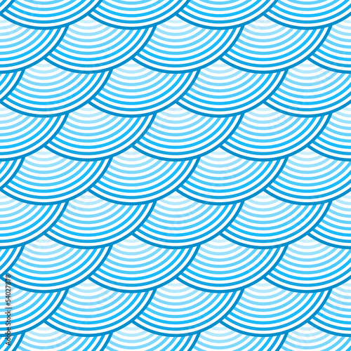 Vector: Blue retro fish scales vector seamless pattern Blue retro fish scales vector seamless pattern
