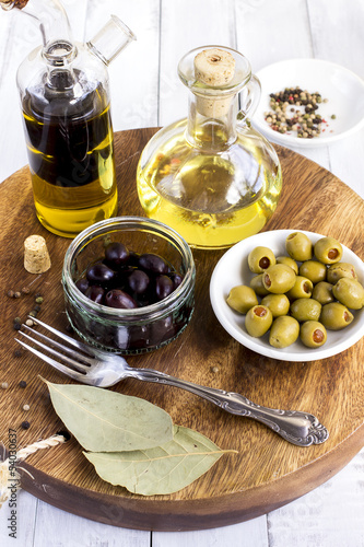Photo: Olive oil and olives Olive oil and olives