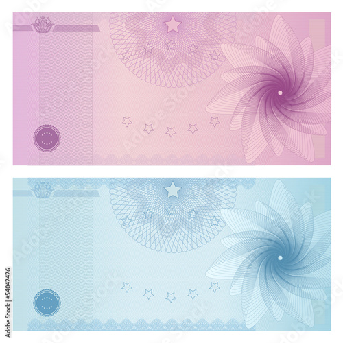 Vector: Gift certificate / Voucher / Coupon template. Guilloche pattern Gift certificate / Voucher / Coupon template. Guilloche pattern