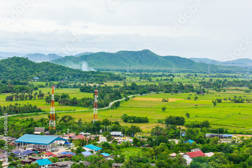 Photo: Aerial view of a village in Ratchaburi, Thailand Aerial view of a village in Ratchaburi, Thailand