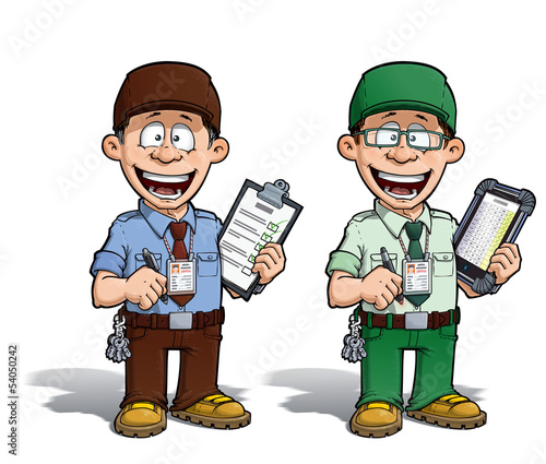 Illustration: Warehouse - Prison - Courier - Zoo -- Manager - Brown & Green Warehouse - Prison - Courier - Zoo -- Manager - Brown & Green