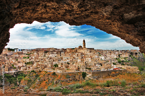 Photo: Matera - ancient cave city. Italy,Basilicata (view from cave) Matera - ancient cave city. Italy,Basilicata (view from cave)