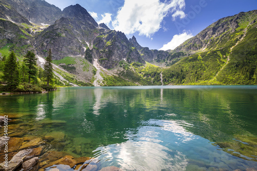 Fototapeta Beautiful scenery of Tatra mountains and lake in Poland