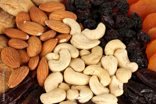 Photo: different dried fruits texture background different dried fruits texture background