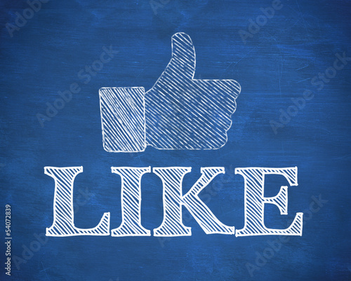 Illustration: Thumb up representing social network logo above the word like Thumb up representing social network logo above the word like