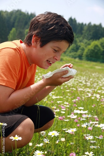 Photo: allergic child with handkerchief in Minesweeper allergic child with handkerchief in Minesweeper