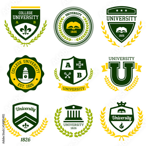 Vector: University and college crests University and college crests
