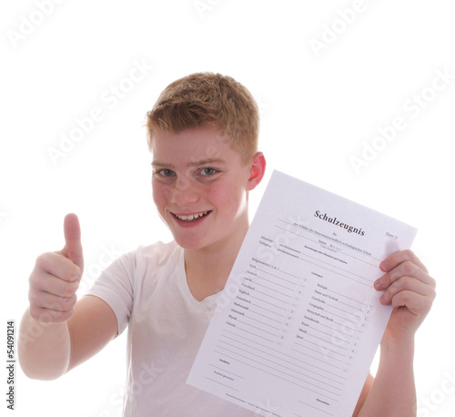 Photo: Schüler mit gutem Zeugnis Schüler mit gutem Zeugnis