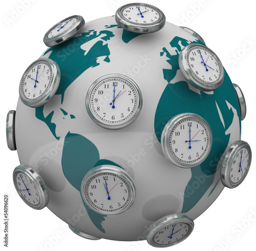 Photo: International Time Zones Clocks Around World Global Travel International Time Zones Clocks Around World Global Travel