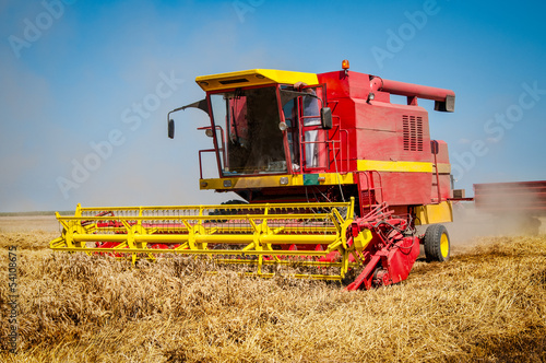 Photo: Combine harvesting wheat Combine harvesting wheat
