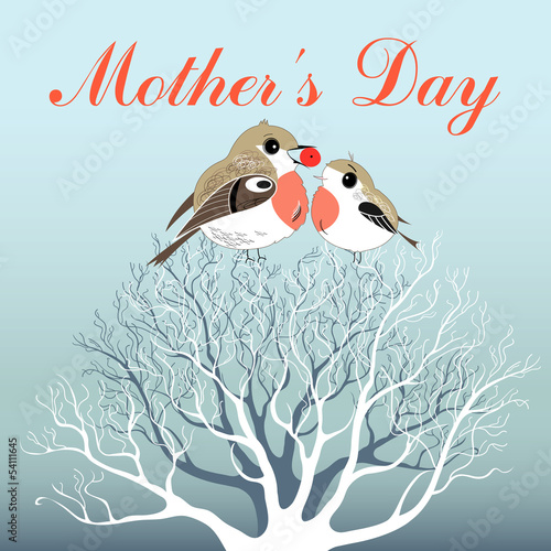 Vector: Mother's Day greeting card with birds Mother's Day greeting card with birds