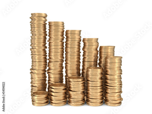 Illustration: Double diagram of golden coins Double diagram of golden coins