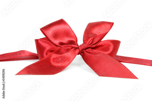 Photo: Red ribbon against white background Red ribbon against white background