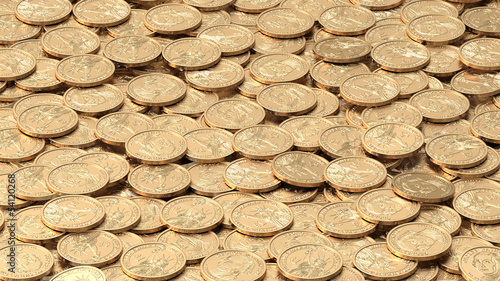 Illustration: Texture of golden dollar coins Texture of golden dollar coins