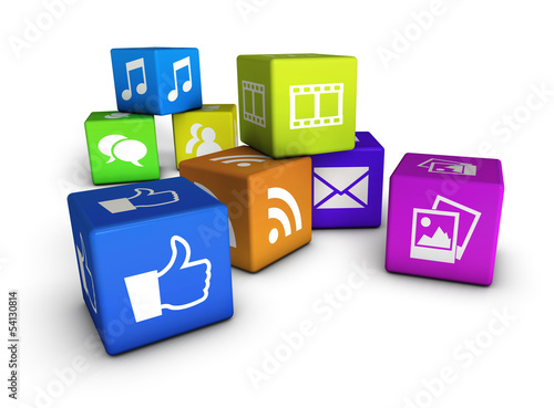 Illustration: Website And Social Media Cubes Website And Social Media Cubes
