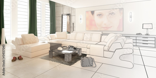 Illustration: Inside a luxury apartment (drawing) Inside a luxury apartment (drawing)