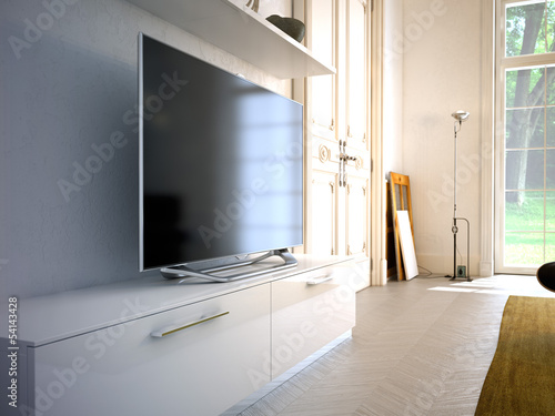 Illustration: flat screen on a siteboard flat screen on a siteboard