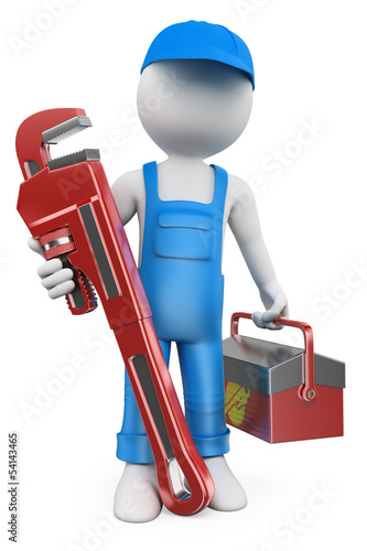 Illustration: 3D white people. Plumber 3D white people. Plumber
