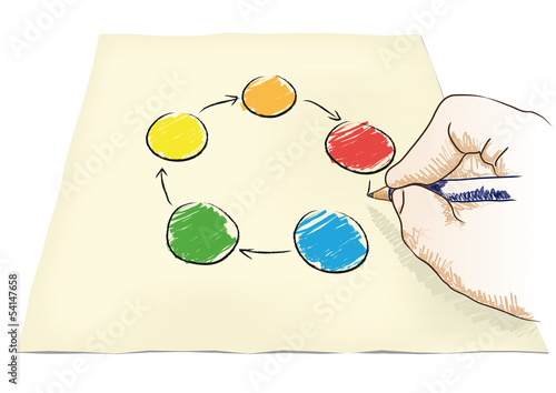 Vector: mano che disegna un diagramma mano che disegna un diagramma