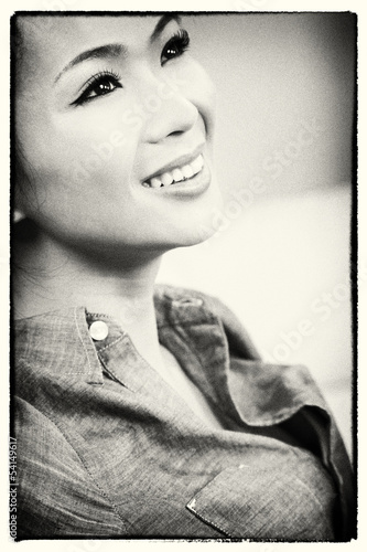 Photo: Black & White Chinese Asian Woman Smiling Black & White Chinese Asian Woman Smiling