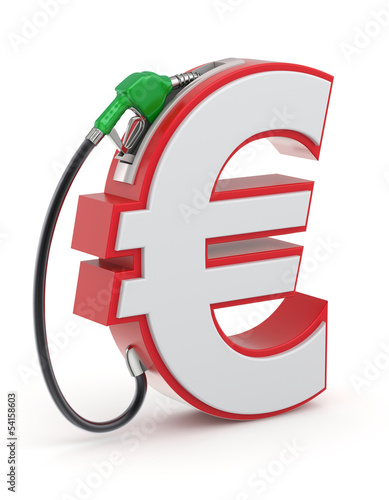 Illustration: Euro sign with gas nozzle Euro sign with gas nozzle