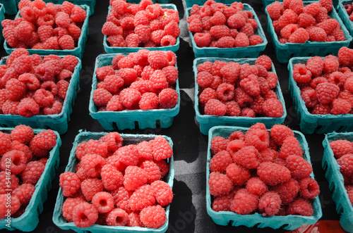 Photo: Organic Raspberries at Farmers Market Organic Raspberries at Farmers Market