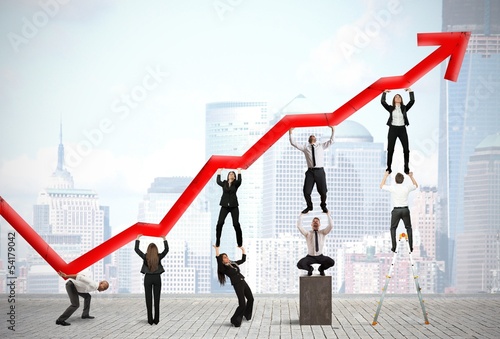 Photo: Teamwork and corporate profit Teamwork and corporate profit