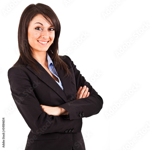 Photo: Beautiful businesswoman portrait isolated on white Beautiful businesswoman portrait isolated on white