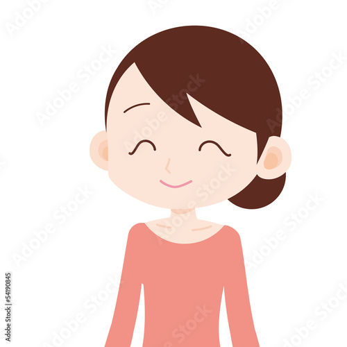 Illustration: 女性 上半身 恵比寿顔 女性 上半身 恵比寿顔