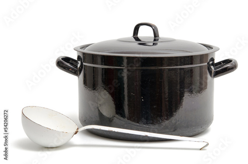 Photo: Alter Kochtopf mit Suppenkelle Alter Kochtopf mit Suppenkelle