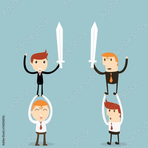 Vector: Businessman fighting Businessman fighting