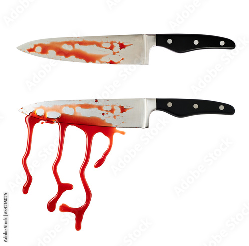 Photo: Chef's steel knife with a blood stains Chef's steel knife with a blood stains